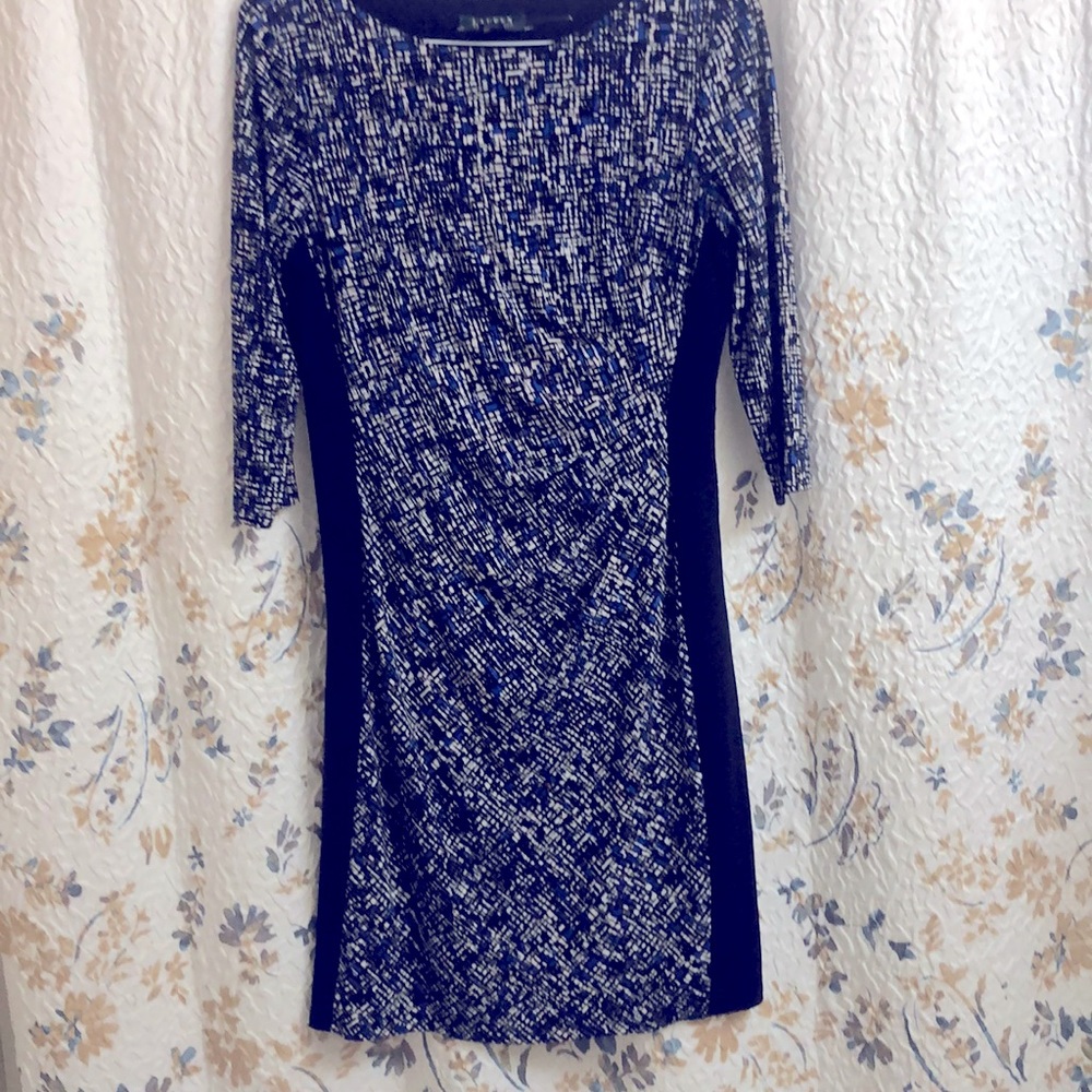 Ralph Lauren jersey dress with ruching and color block on the side